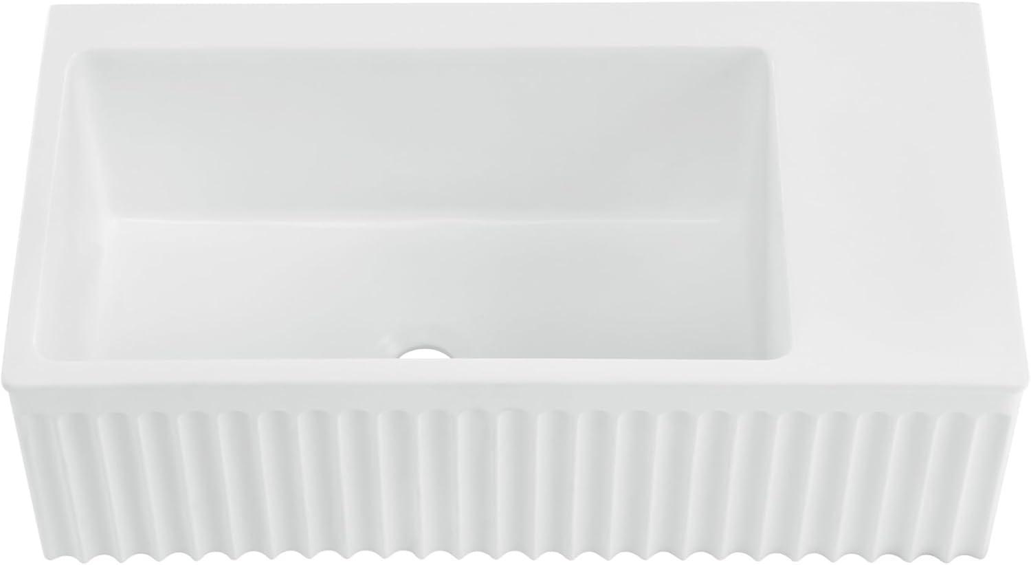 Delice 24" Rectangle Wall-Mount Bathroom Sink in Matte White