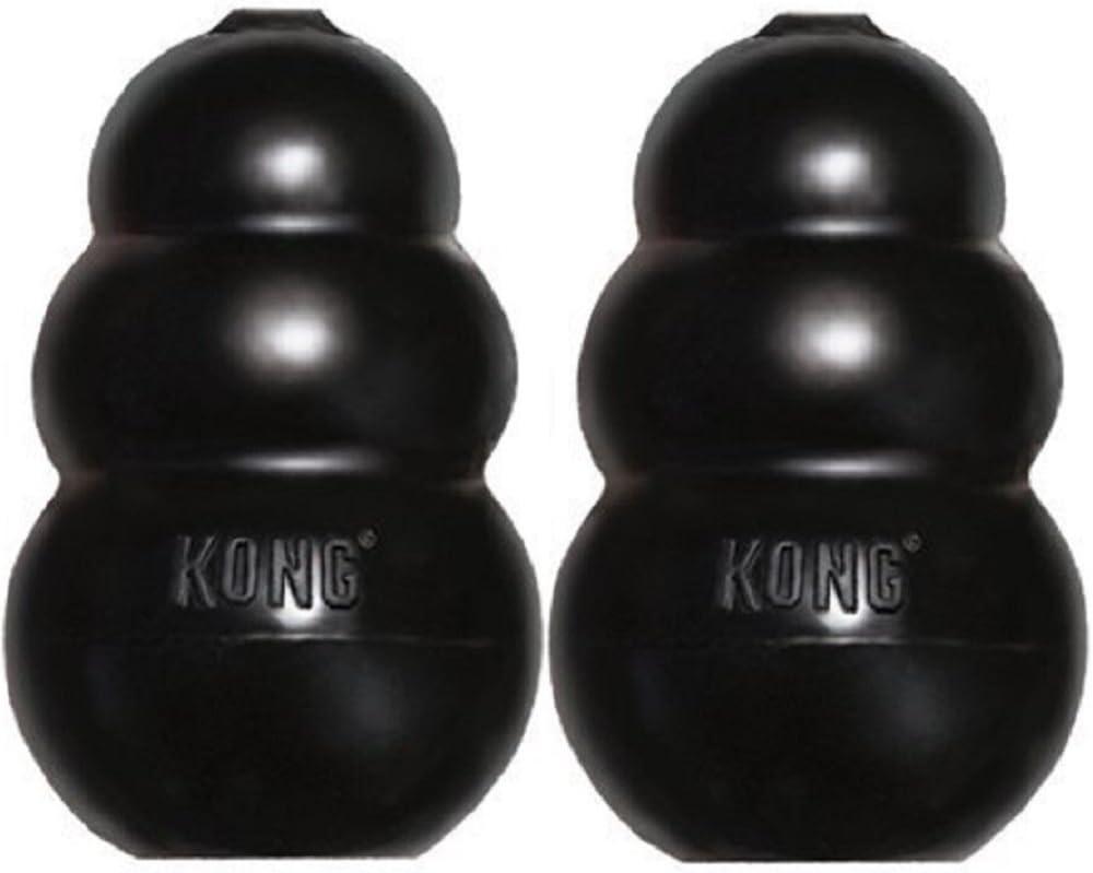 Kong Extreme Dog Toy 2-Pack, Large - Tough Chew Toys for Aggressive Chewers - Black Durable Rubber