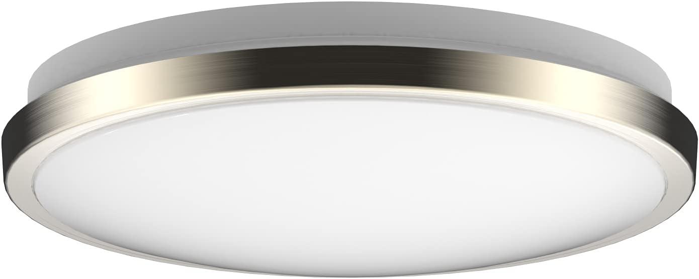 DYMOND 10" LED Ceiling Light Flush Mount Dimmable Brushed Nickel Thin Ring 3000K Warm White