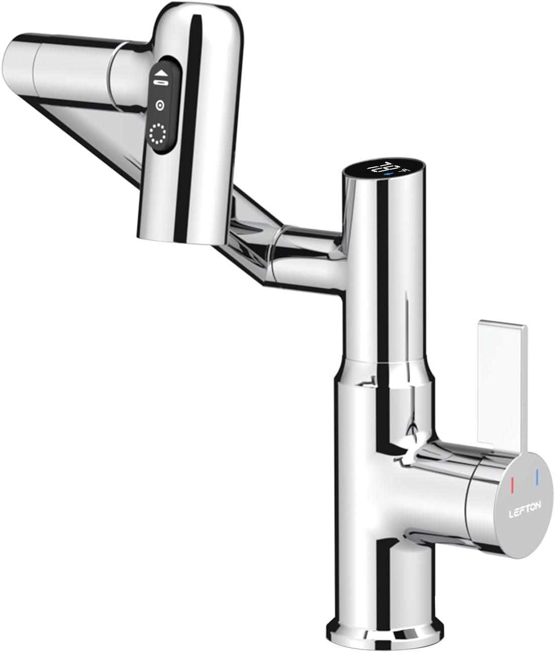 Lefton Rotatable Single Hole Bathroom Faucet with Temperature Display BF2204