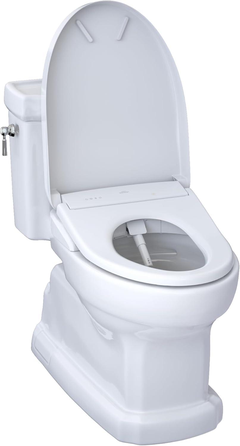 Cotton White Elongated High Efficiency Macerating Toilet with Bidet