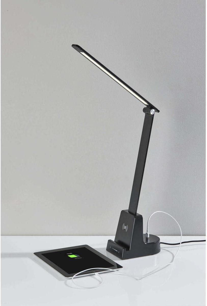 Matte Black Adjustable LED Desk Lamp with Wireless Charging