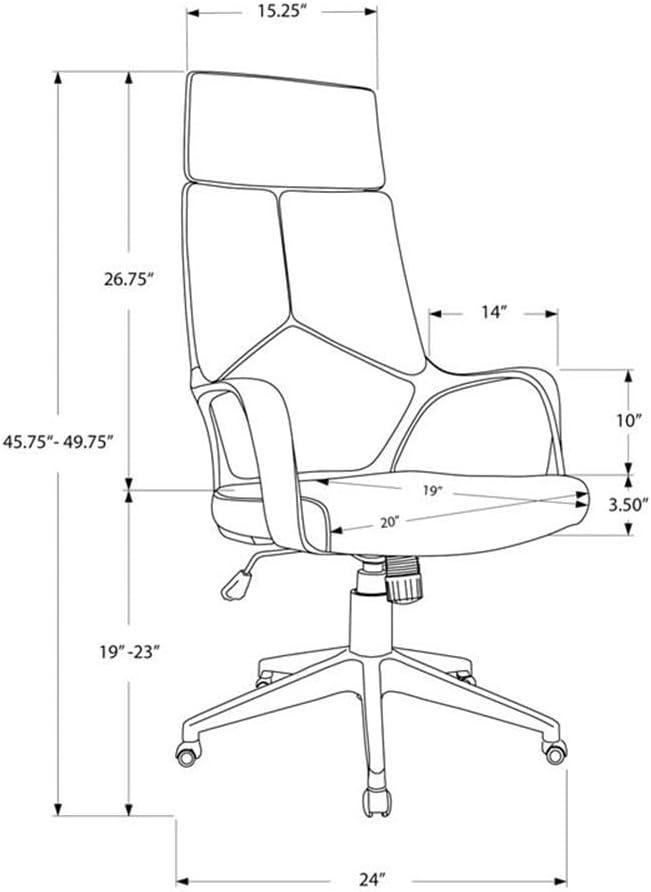 Monarch Specialties Office Chair Adjustable Height Swivel Ergonomic Armrests Computer Desk Work Metal Fabric White Grey Contemporary Modern
