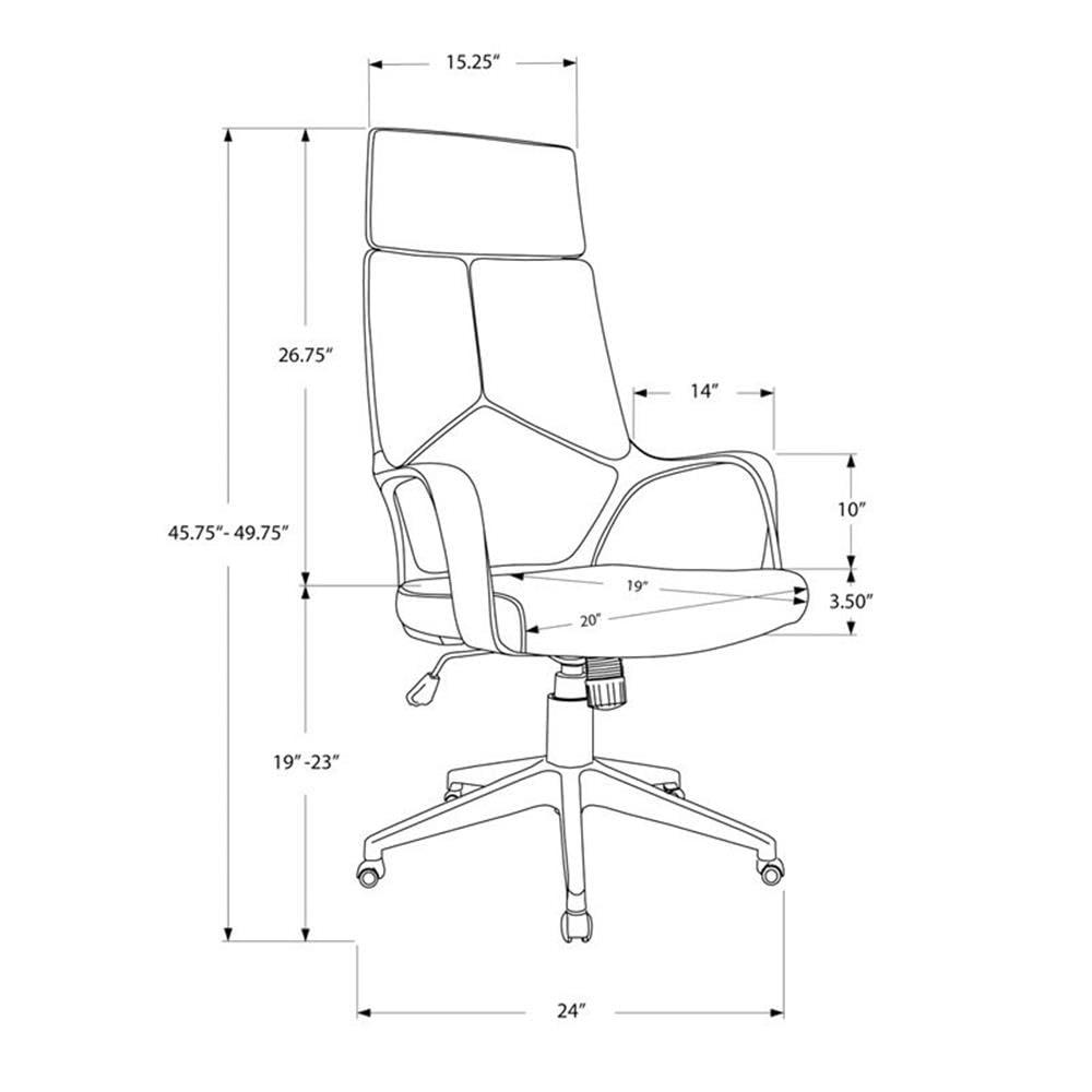 Monarch Specialties Office Chair Adjustable Height Swivel Ergonomic Armrests Computer Desk Work Metal Fabric White Grey Contemporary Modern