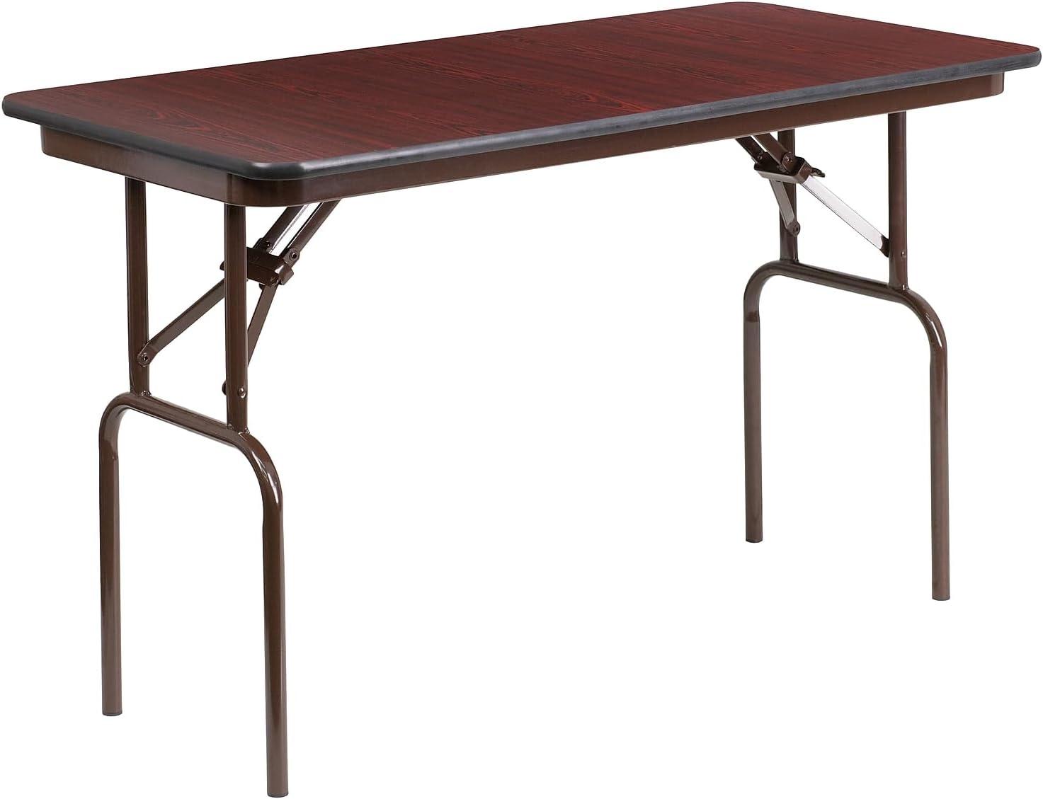 Flash Furniture Wofford 24" x 48" Rectangular Mahogany Melamine Laminate Folding Banquet Table