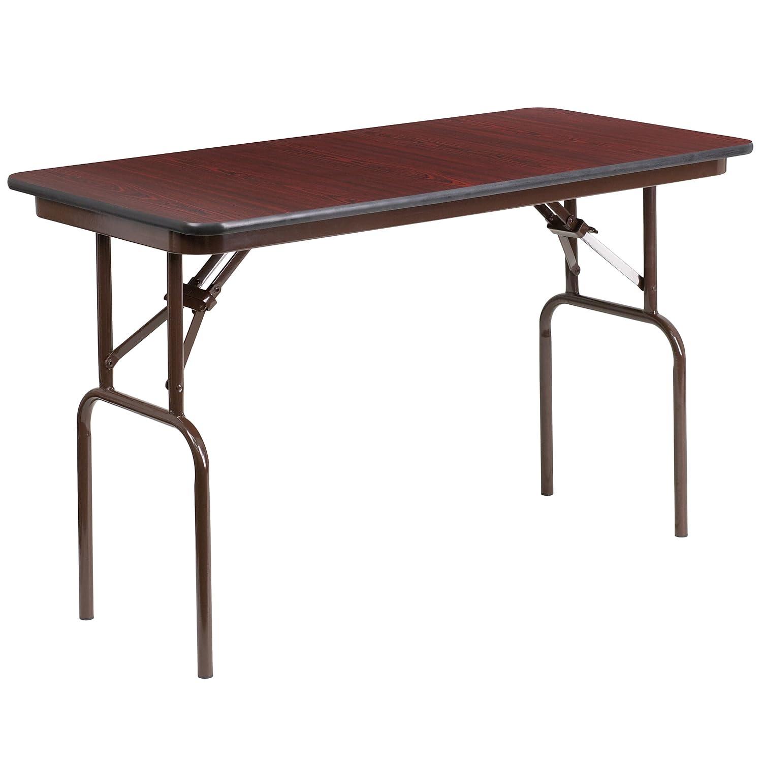Flash Furniture Wofford 24" x 48" Rectangular Mahogany Melamine Laminate Folding Banquet Table