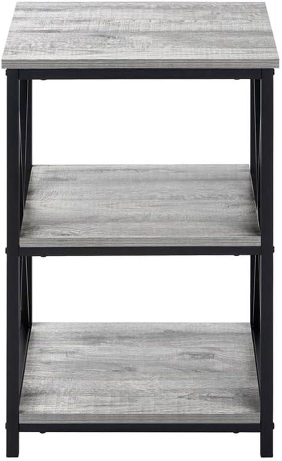 Monarch Specialties Accent Table Side End Nightstand Lamp Living Room Bedroom Metal Laminate Black Contemporary Modern