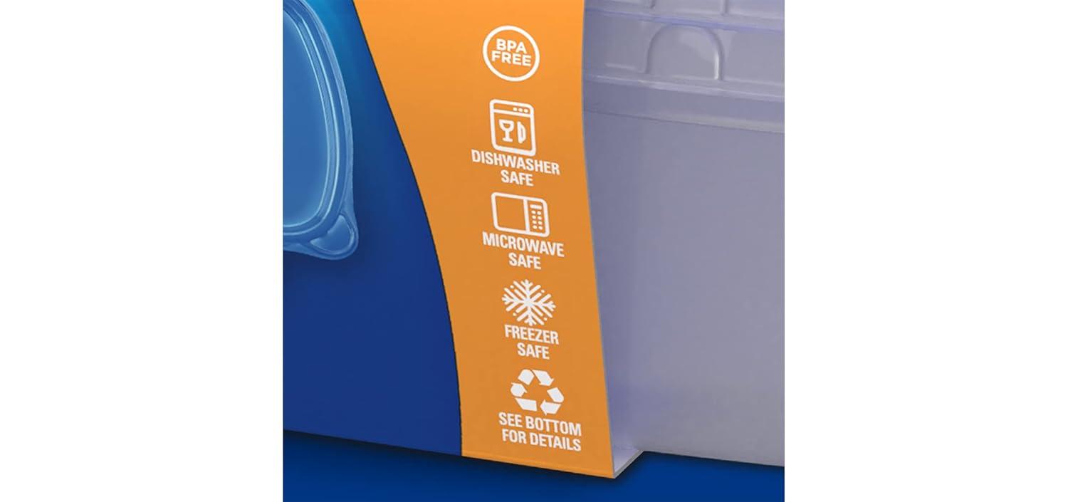 Ziploc® Brand, Food Storage Containers with Lids, Smart Snap Technology, Large Rectangle, 2 ct