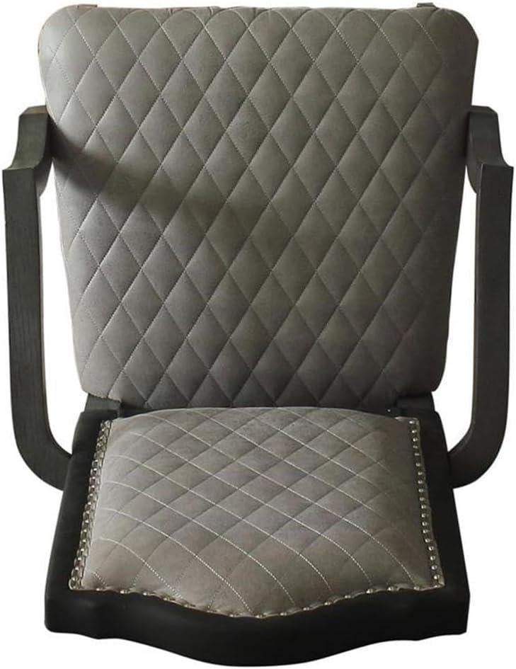 21.7" House Beatrice Two-Tone Accent Chair Gray Fabric/Charcoal Finish - Acme Furniture