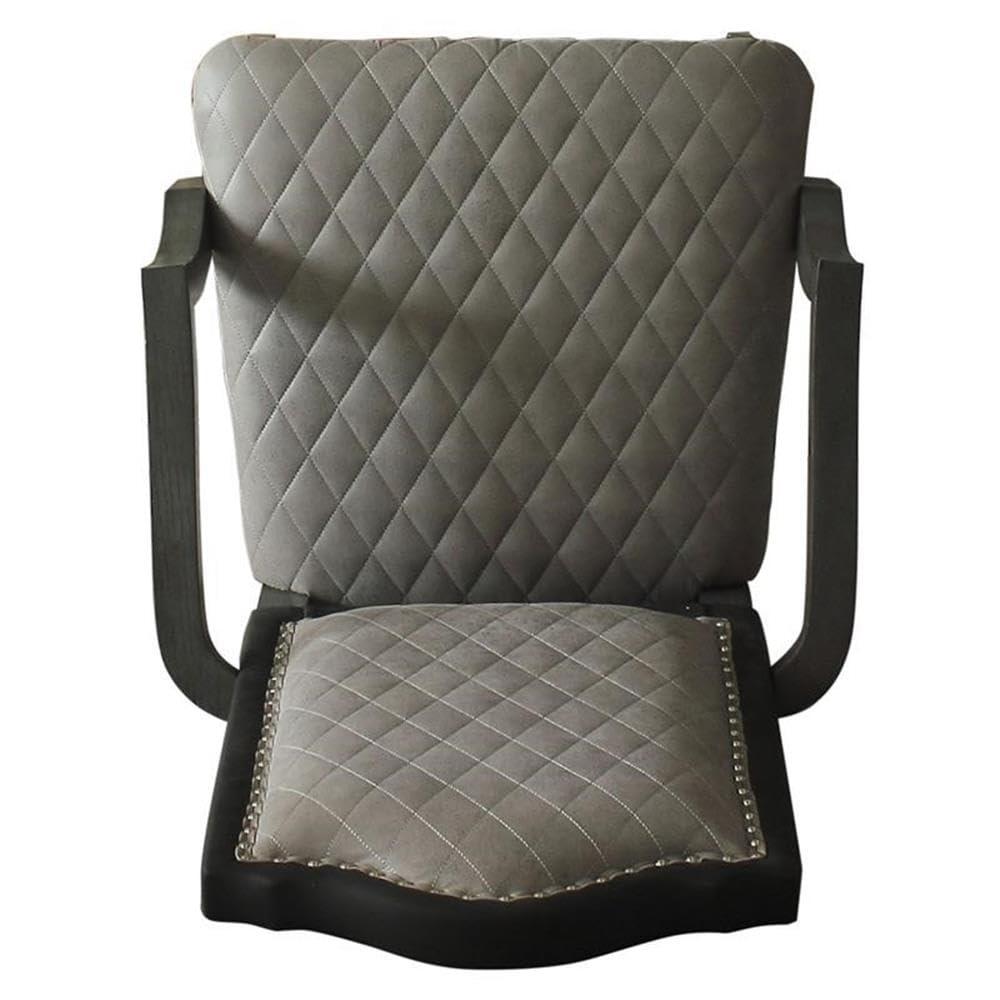 21.7" House Beatrice Two-Tone Accent Chair Gray Fabric/Charcoal Finish - Acme Furniture
