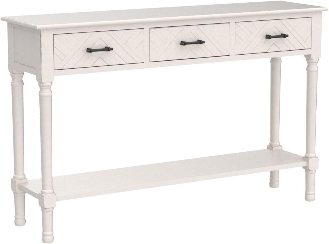 Peyton 3 Drawer Console Table - Distressed White - Safavieh