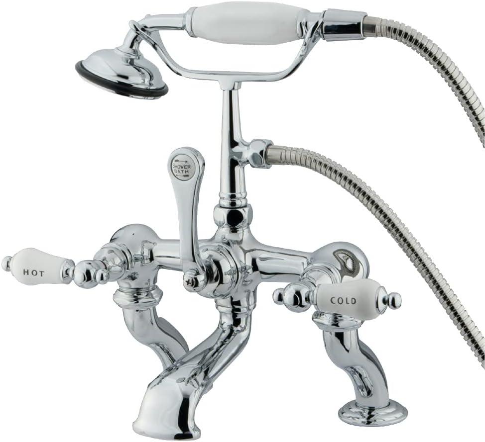 Polished Chrome Vintage Deck Mount Clawfoot Tub Faucet with Hand Shower