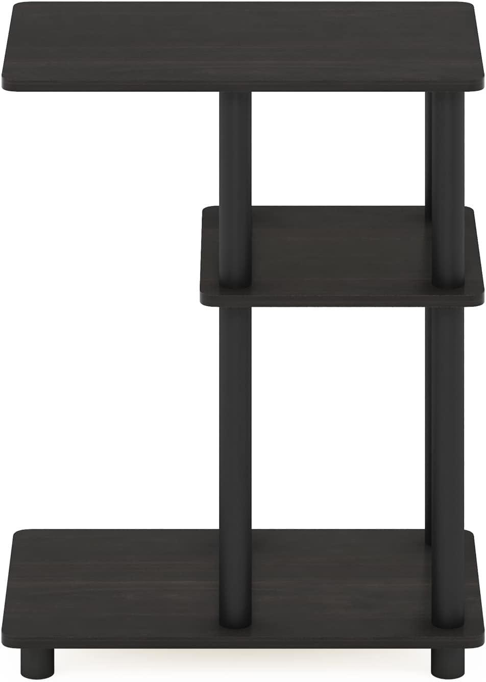 Furinno Turn-N-Tube C Shape Sofa Side Table, Espresso/Black
