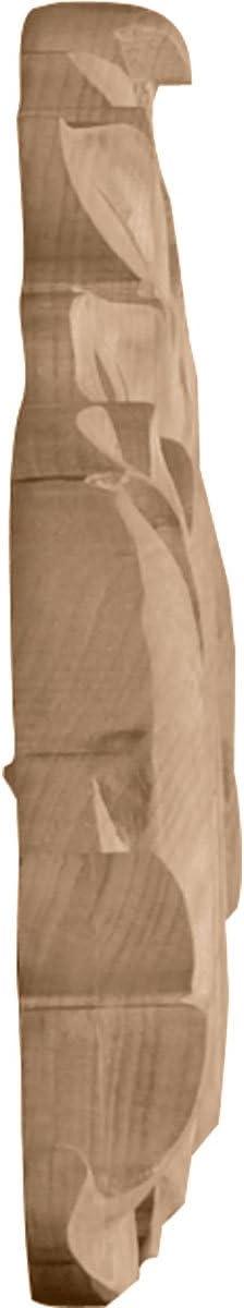 Ekena Millwork 12 1/4"W x 3 1/4"H x 1/4"D Small Green Leaf Center with Scrolls, Alder