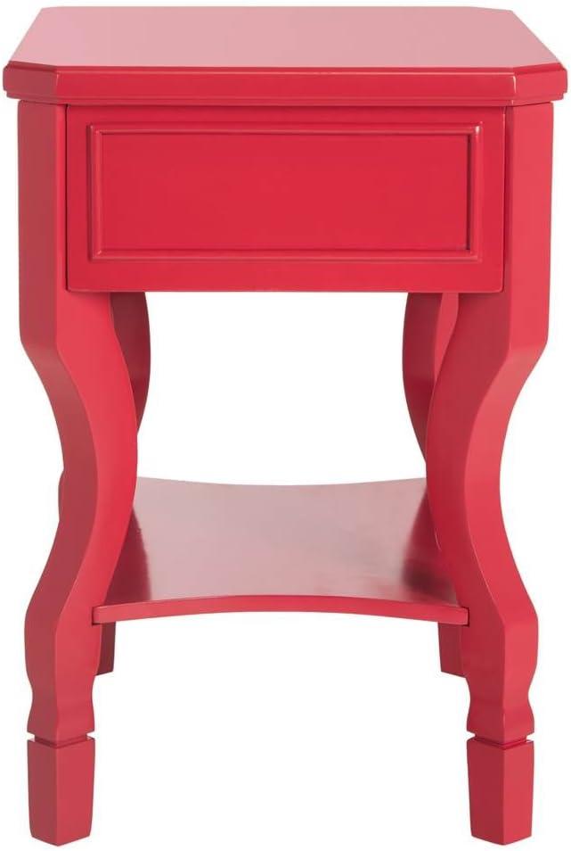 SAFAVIEH Alaia Modern Glam One Drawer Night Stand, Red