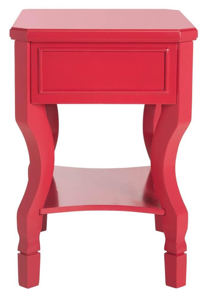 SAFAVIEH Alaia Modern Glam One Drawer Night Stand, Red
