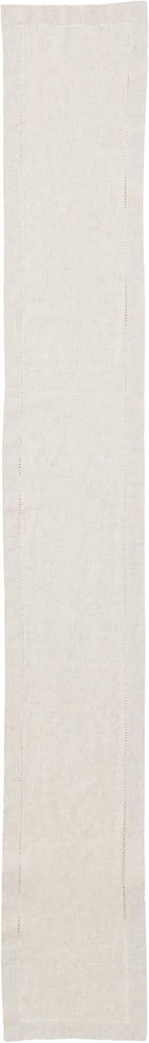 Natural Poly-Linen Blend Hemstitched Table Runner