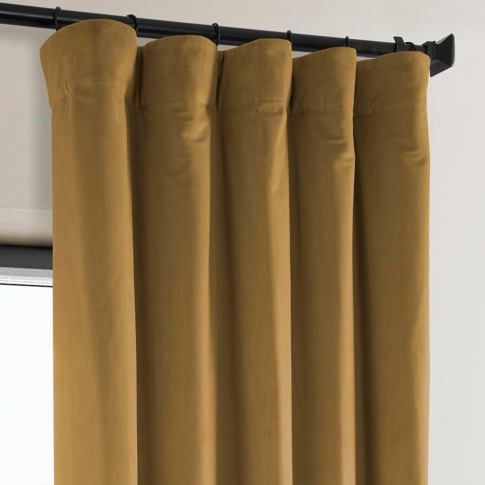 Half Price Drapes Retro Gold Heritage Plush Velvet Room Darkening Curtains (1 Panel), 50W X 96L