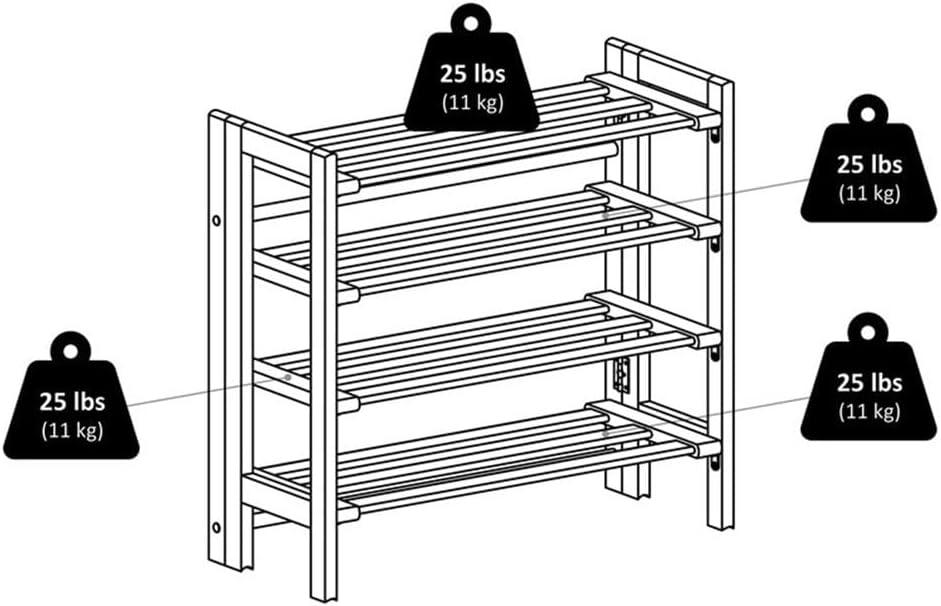 Clifford Foldable Shoe Rack Natural - Winsome: Adjustable, Easy Storage, 12 Pairs Capacity, Wood Frame