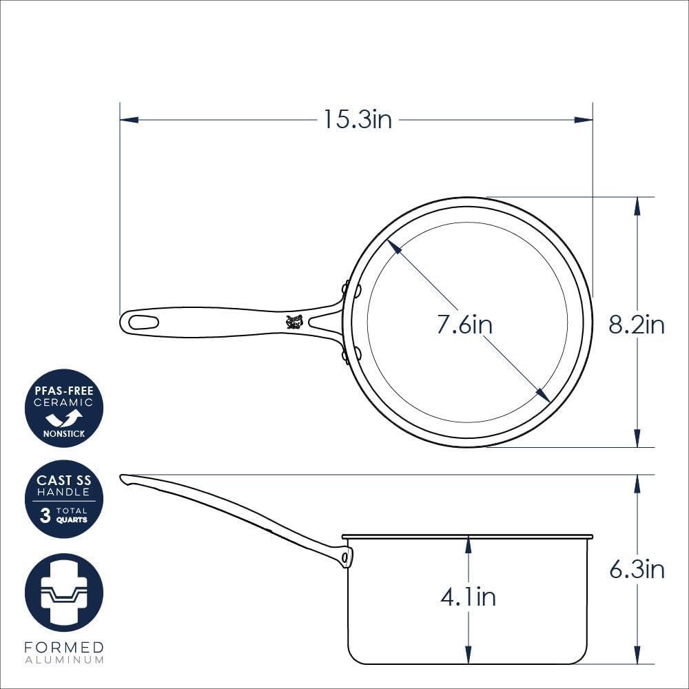 Basalt Black Aluminum Non-Stick 3 Quart Sauce Pan