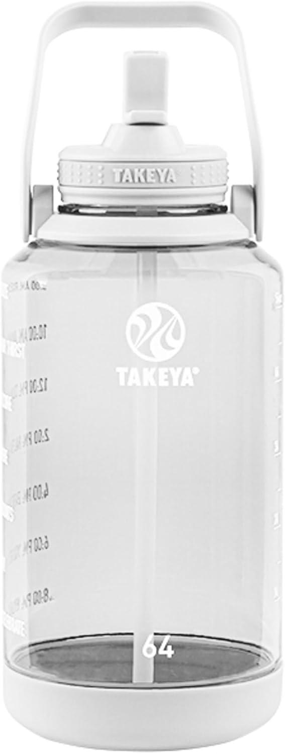 Takeya 885395541426 Tritan Bottle, Straw Lid and Extra Large Carry Handle Cloud White 64oz