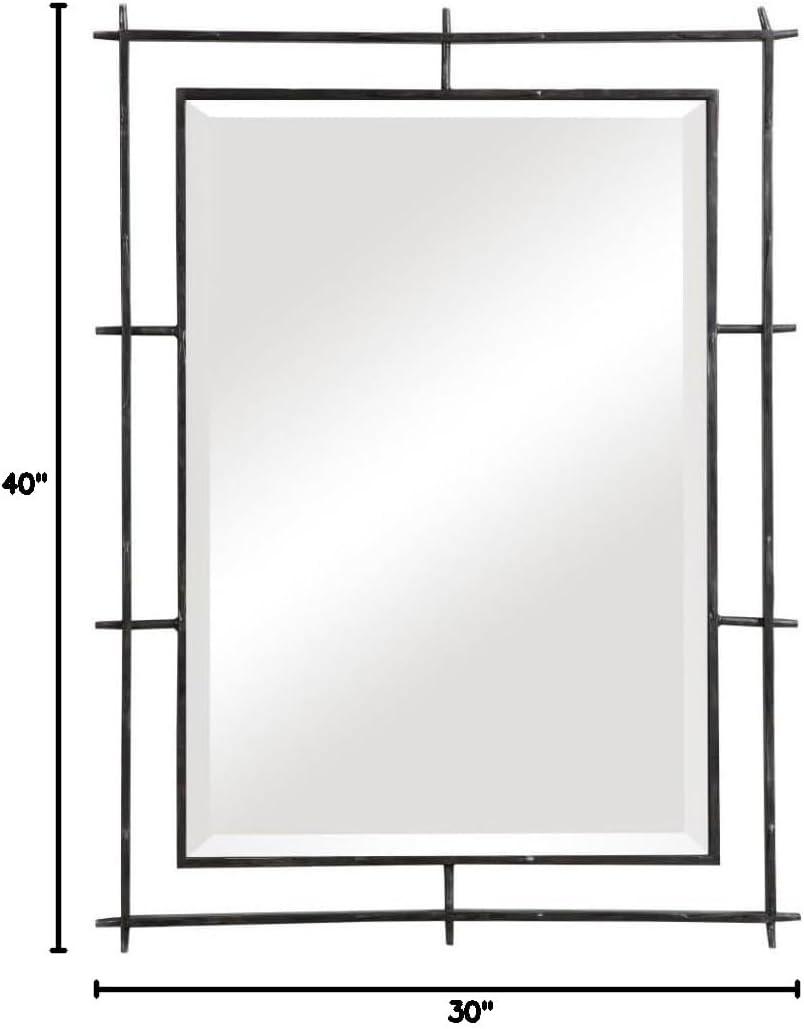 Ironworks 40" Black Industrial Rectangular Mirror