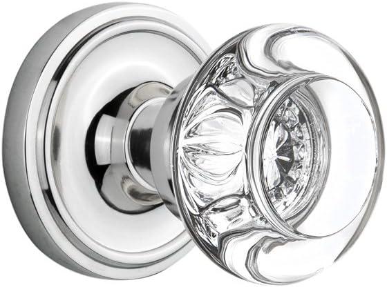 Classic Rosette with Round Clear Crystal Door Knob