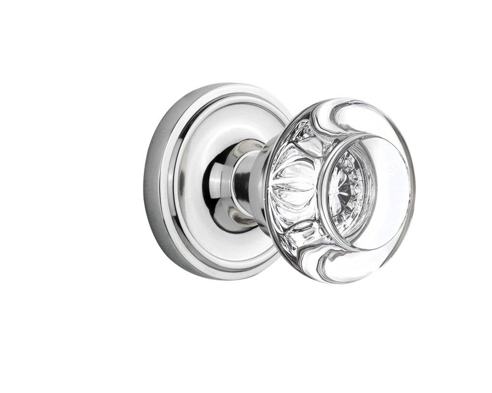 Classic Rosette with Round Clear Crystal Door Knob
