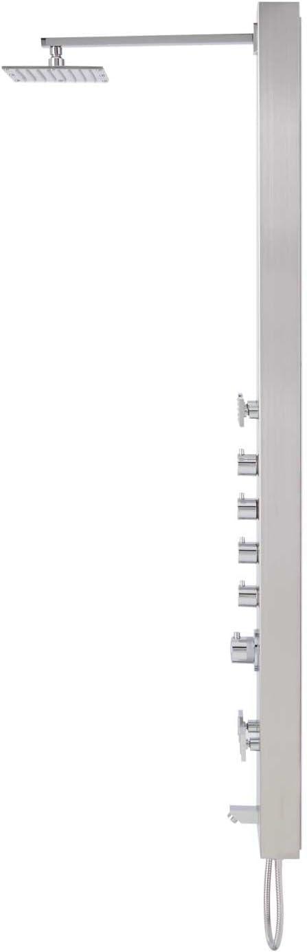 Shelton Stainless Steel Thermostatic Shower Panel with Hand Shower and Body Sprays