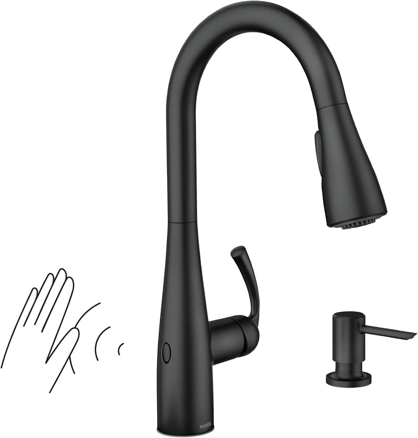 Matte Black Touchless Pull-Down Kitchen Faucet with Spray