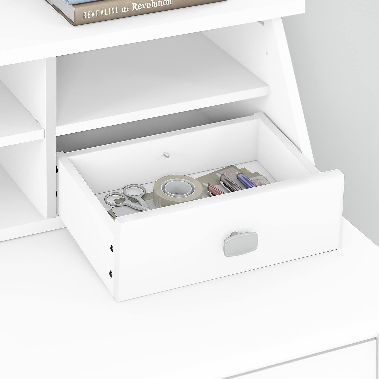 Bush Furniture Broadview Desktop Organizer in Pure White