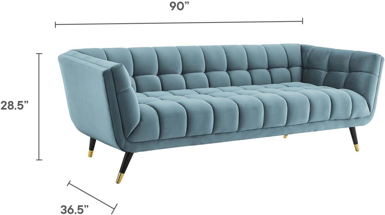 Modern Contemporary Urban Design Living Room Lounge Club Lobby Sofa, Velvet Fabric, Blue