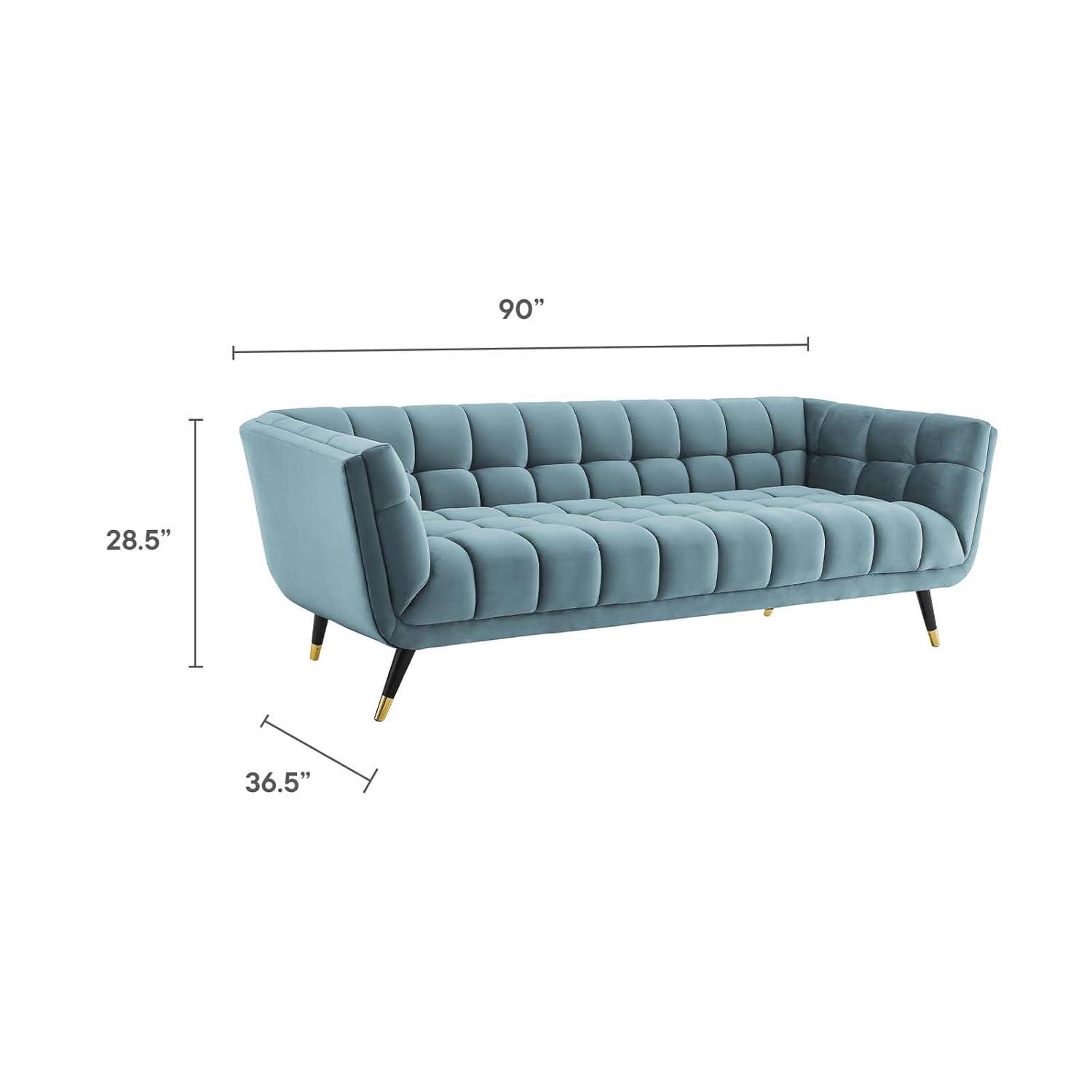Modern Contemporary Urban Design Living Room Lounge Club Lobby Sofa, Velvet Fabric, Blue
