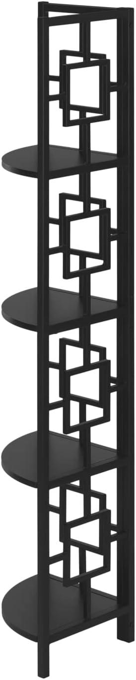 Monarch Specialties Bookshelf Bookcase Etagere Corner 4 Tier 62InchH Office Bedroom Metal Laminate Black Contemporary Modern