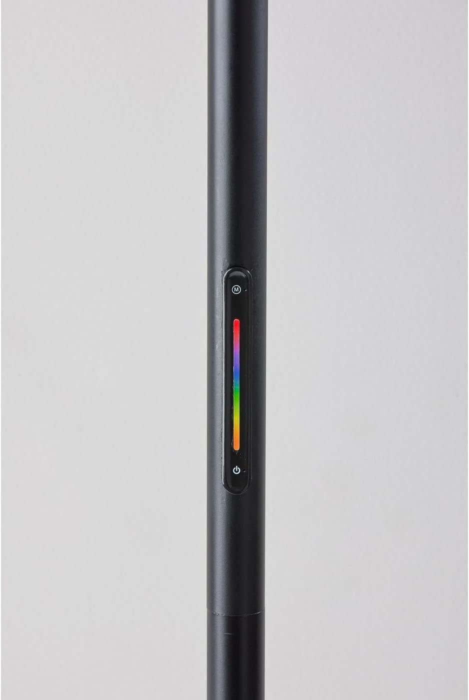 Simplee Adesso Cole LED Color Changing Wall Washer Floor Lamp, Matte Black, Plastic, Frosted Diffuser Shade