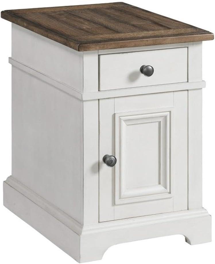 Intercon Furniture Drake Traditional Wood Chairside Table in White/Oak