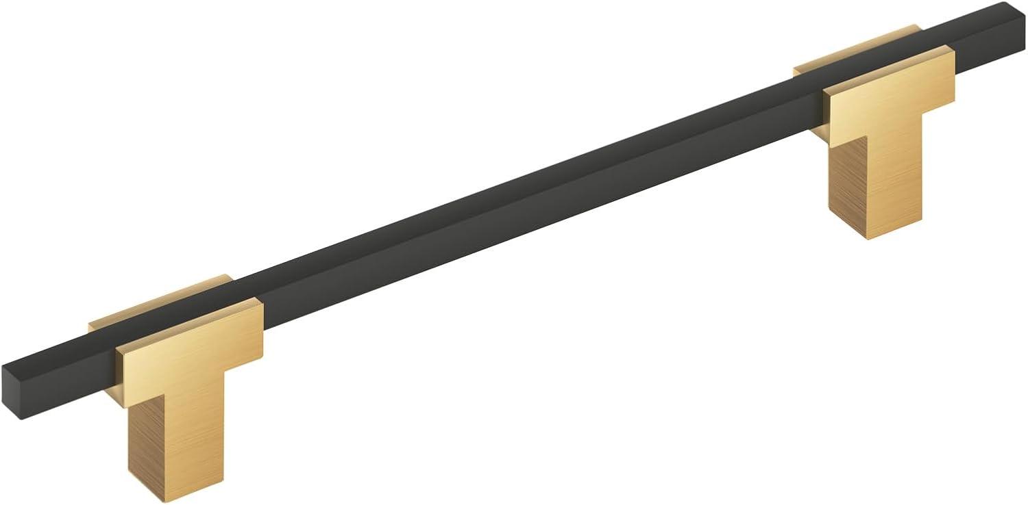 Amerock Urbanite 6-5/16 inch (160mm) Center-to-Center Champagne Bronze/Matte Black Cabinet Pull