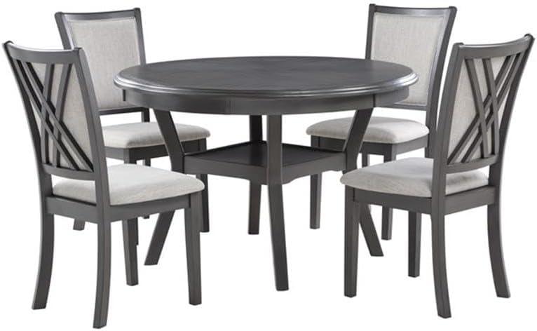 New Classic Furniture Amy 5-Piece Contemporary Wood Dining Set in Gray