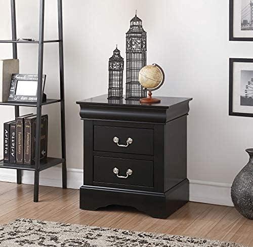 Benzara Traditional 2 Drawers wood Nightstand By Louis Philippe III, Brown