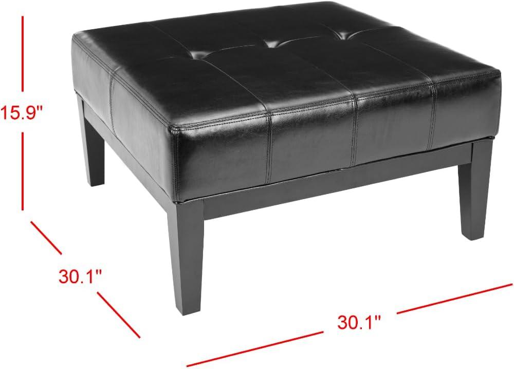 Fulton Small Square Cocktail Ottoman - Black - Safavieh