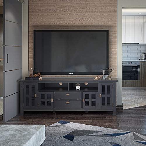 Artisan Black Solid Wood 72" TV Media Stand with Cabinets