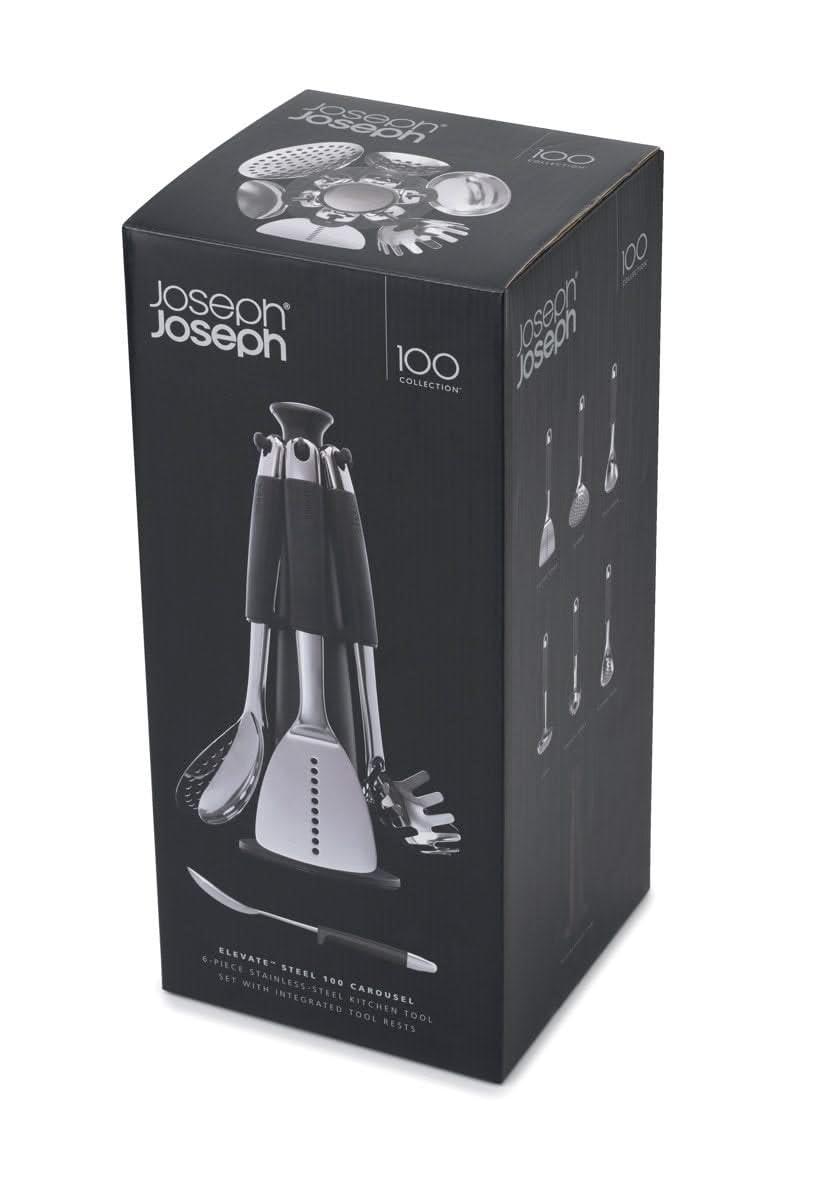 Joseph Joseph 6pc Stainless Steel 100 Collection Rotating Kitchen Utensil Set: Cooking Utensils & Spatula Set, Dishwasher-Safe
