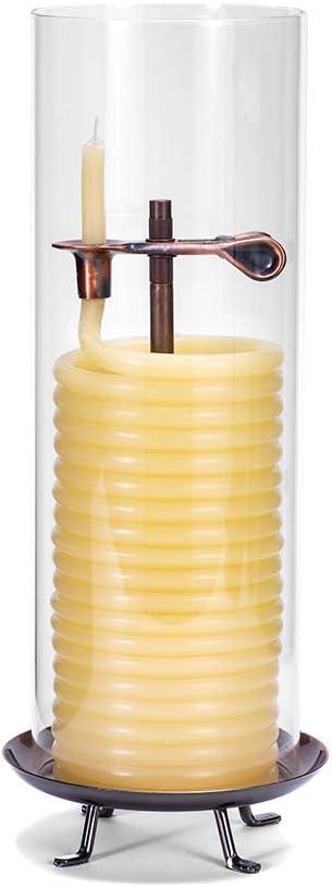 80-Hour Beige Beeswax Coil Candle with Glass Cylinder