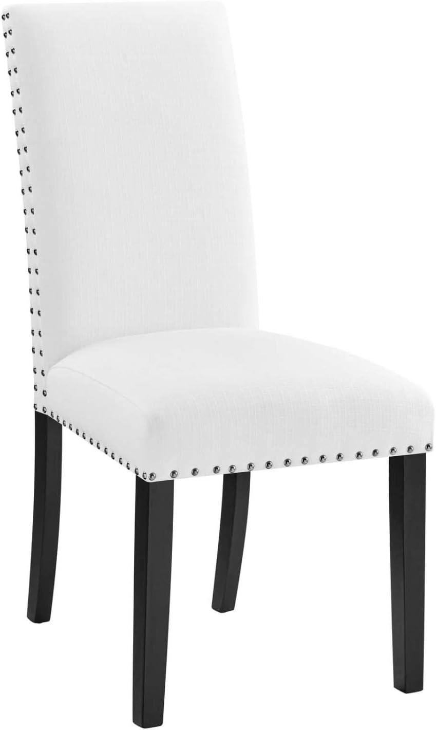 Modway Parcel Wood and Upholstered Fabric Dining Side Chair in White