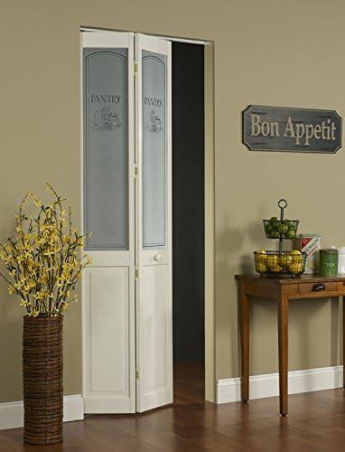 Unfinished Pine Bifold Pantry Door with Frosted Glass, 36" x 80"