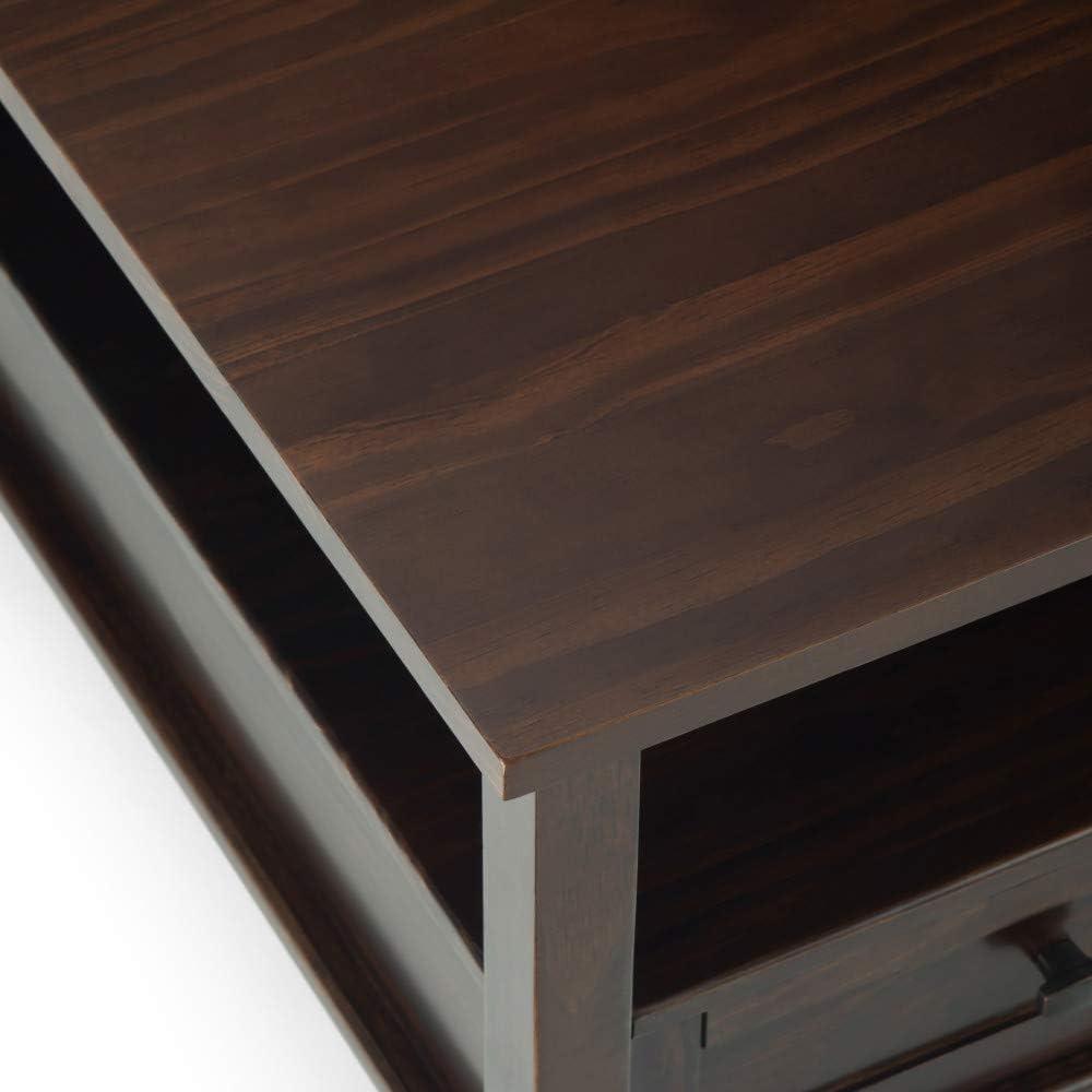 Simpli Home Warm Shaker 36"W Solid Wood Square Coffee Table with Two Drawers and Open Shelf & Reviews | Wayfair