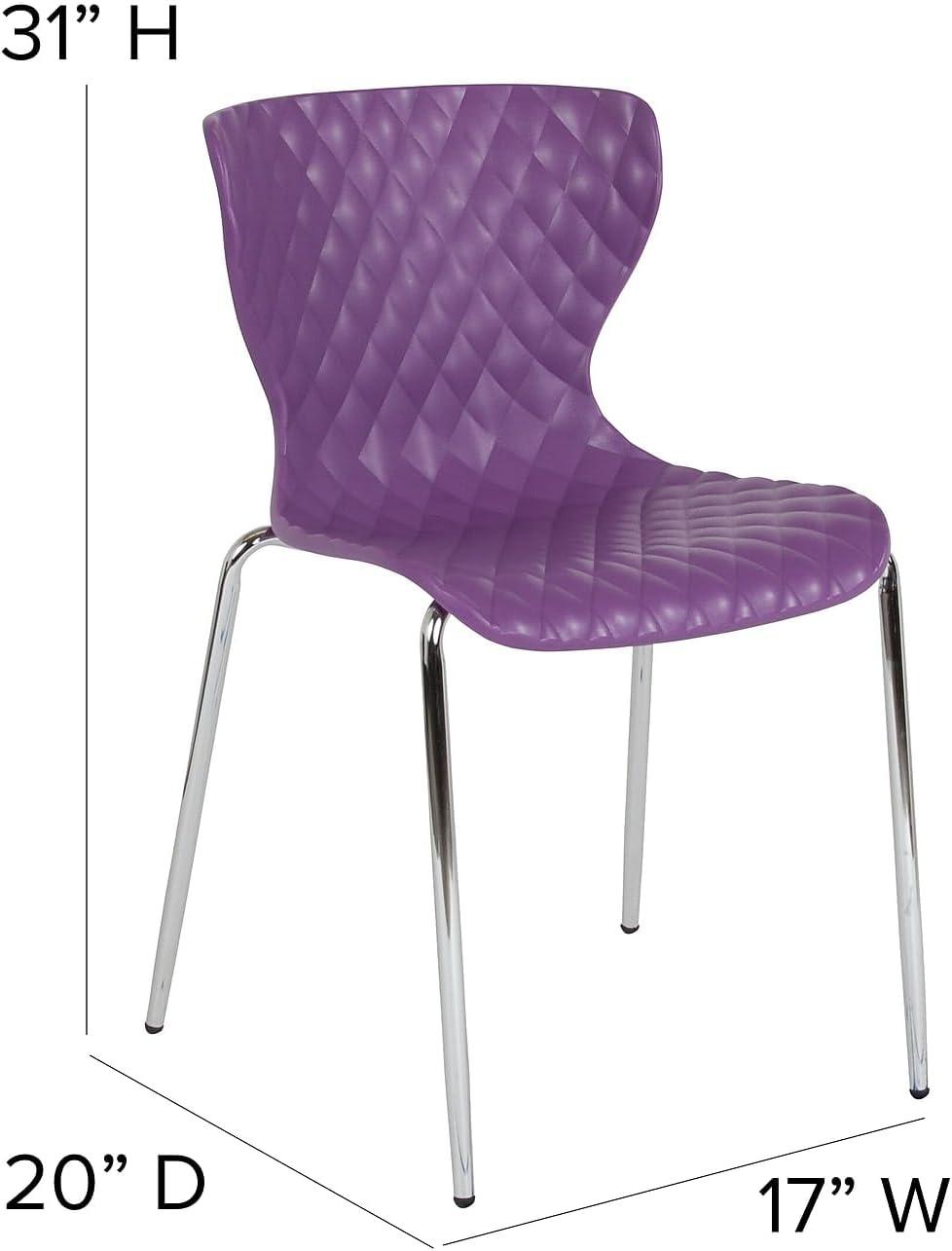 Contemporary Lowell Purple Metal Stackable Chair