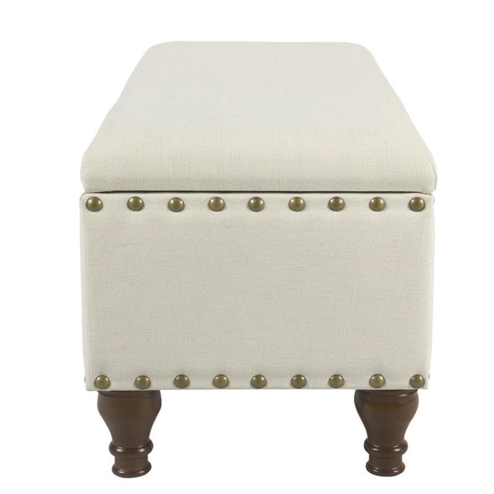 Large Storage Bench with Nailhead Trim Cream - HomePop