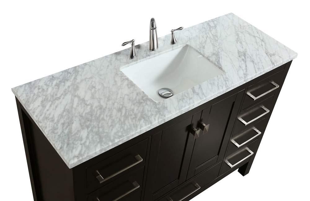 Eviva Aberdeen 42" Transitional Espresso Bathroom Vanity with White Carrara Countertop