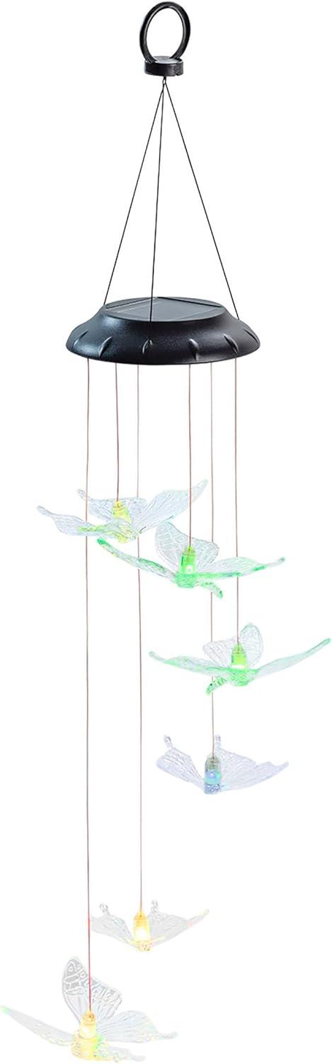 Alpine Corporation LED Butterfly Mobile: Solar-Powered, 27" Outdoor Decor with 6 LEDs